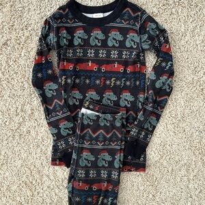 Hanna Andersson 130 Santa Dinosaur Cars Snowflakes Organic Cotton Pajama Set